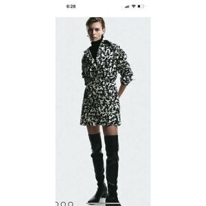 H&M Shirt Dress Cotton Small Black and White Pattern Button Down